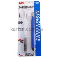 Ніж макетний С-603Р, пластикова ручка, 20 змінних лез + 2 насадки, DAFA Ніж макетний С-603Р, пластикова ручка, 20 змінних лез + 2 насадки, DAFA