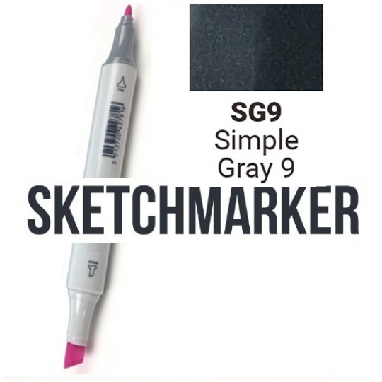 SG9 Маркер спиртовий двосторонній, Simple Gray 9 (Простий сірий 9), SKETCHMARKER
