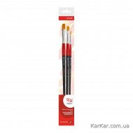 Набір пензлів  2, синтетика, 3шт., плоска (№ 8,12), кругла (№2), д.р., ROSA Studio