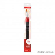 Набір пензлів  4, синтетика, 3шт., плоска (№ 10), кругла (№0,6), д.р., ROSA Studio Набір пензлів  4, синтетика, 3шт., плоска (№ 10), кругла (№0,6), д.р., ROSA Studio