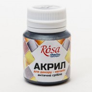 Акрил для декору, Античне срібло, металік, 20 мл, ROSA TALENT Акрил для декору, Античне срібло, металік, 20 мл, ROSA TALENT