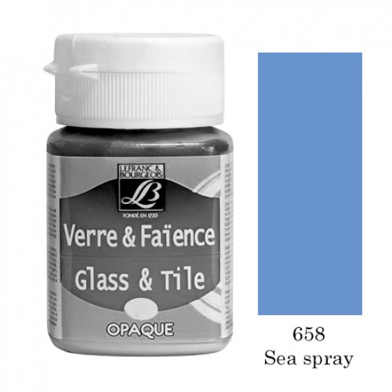 Lefranc фарба по склу та кераміці непрозора Glass & Tile opaque 50 мл, #658 Sea spray blue (Морський
