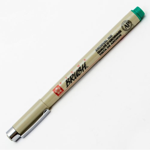 Лінер-пензель PIGMA Brush, Зелений, Sakura