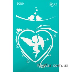 Трафарет багаторазовий самоклеючий 13*20 см, №2009, серія "Закохані серця", ROSA Talent Трафарет багаторазовий самоклеючий 13*20 см, №2009, серія "Закохані серця", ROSA Talent