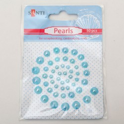 Набор жемчужин самоклеющихся голубых радужных, 50 шт