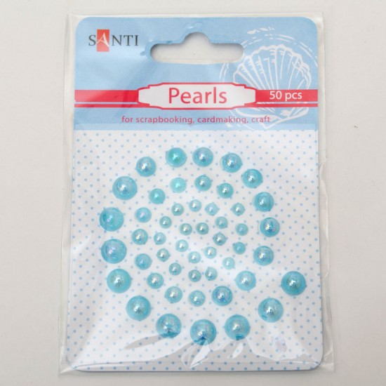 Набор жемчужин самоклеющихся голубых радужных, 50 шт Набор жемчужин самоклеющихся голубых радужных, 50 шт