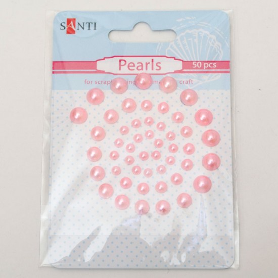 Набор жемчужин самоклеющихся розовых, 50 шт, SANTI Набор жемчужин самоклеющихся розовых, 50 шт, SANTI