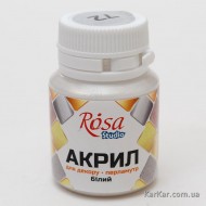 Акрил для декору 72, Білий, перламутр, 20 мл, ROSA TALENT