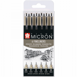 Набір лінерів PIGMA Micron 6шт., Sakura Набір лінерів PIGMA Micron 6шт., Sakura