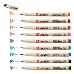 Набір лінерів-пензлів PIGMA Brush, 9кол., Sakura