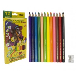 Олівці 12 кольорів шестигранні Jumbo з точилом, Пегашка, Marco