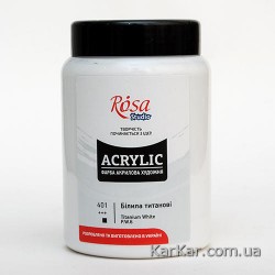 Фарба акрилова, Білила титанові (401), 400 мл, ROSA Studio Фарба акрилова, Білила титанові (401), 400 мл, ROSA Studio