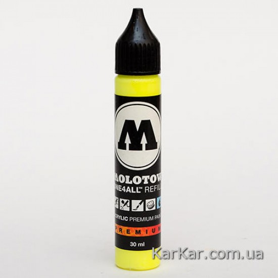 Заправка акрилова, MOLOTOW ONE4ALL, 220 neongelb fluoresz, 30мл Заправка акриловая, MOLOTOW ONE4ALL, 220 neongelb fluoresz, 30мл