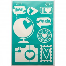 Трафарет багаторазовий самоклеючий 13х20см, № 2011, серія „Love“, ROSA TALENT Трафарет багаторазовий самоклеючий 13х20см, № 2011, серія „Love“, ROSA TALENT