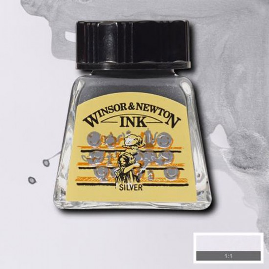 Winsor туш Drawing Inks 14 мл, № 617 Silver (Срібний) Winsor туш Drawing Inks 14 мл, № 617 Silver (Срібний)