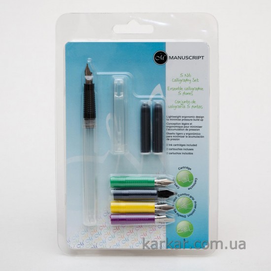 Набір для каліграфії, 5 Nib Calligraphy Set (5 пер, 2 картриджи), Manuscript