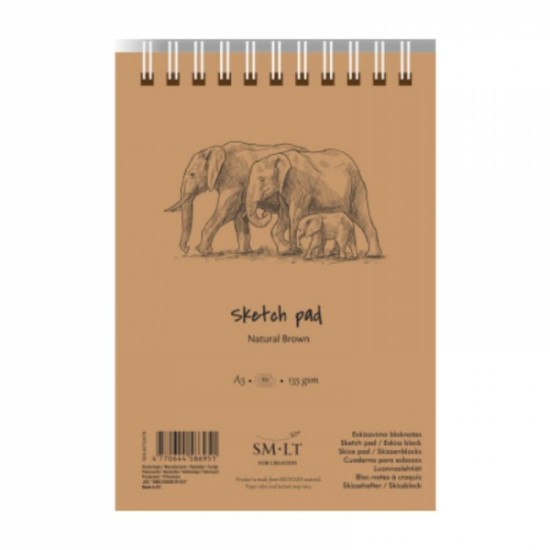 Smiltainis Альбом для ескізів на спіралі AUTHENTIC А5, 135г/м2, 80л, коричневий колір Smiltainis Альбом для ескізів на спіралі AUTHENTIC А5, 135г/м2, 80л, коричневий колір