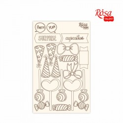 Чіпборд для скрапбукінгу „Cake delicious“ 2, білий картон, 12,8х20см, ROSA TALENT