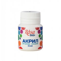 Акрил для декору, Білий, глянцевий, 20 мл, ROSA TALENT Акрил для декору, Білий, глянцевий, 20 мл, ROSA TALENT