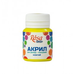 Акрил для декору, Жовтий, глянцевий, 20 мл, ROSA TALENT Акрил для декору, Жовтий, глянцевий, 20 мл, ROSA TALENT