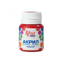 Акрил для декору, Червоний, глянцевий, 20 мл, ROSA TALENT Акрил для декору, Червоний, глянцевий, 20 мл, ROSA TALENT