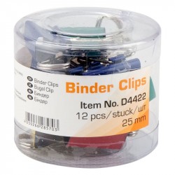 Біндер кольоровий, 25 мм, туба 12шт., ассорті Біндер кольоровий, 25 мм, туба 12шт., ассорті