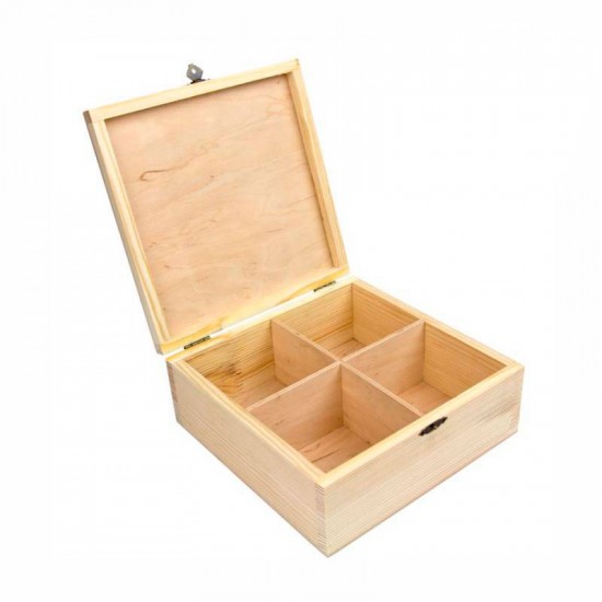 Скринька дерев яна з замком, 4 секції різного розміру, 20х20х8см, ROSA TALENT