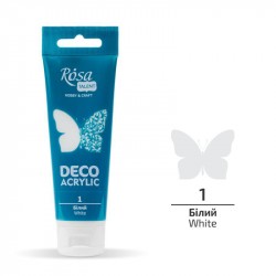 Акрил для декору, Білий, матовий, 75 мл, ROSA TALENT