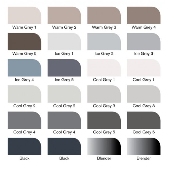 Набір двосторонніх маркерів, Promarker, Black and Greys, 24 шт, в пеналі, W&N