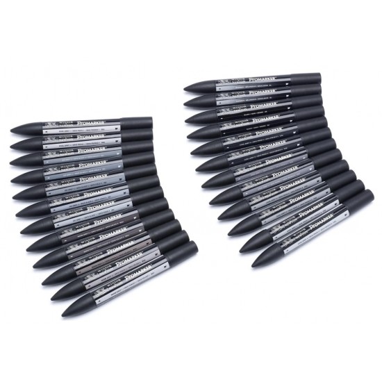 Набір двосторонніх маркерів, Promarker, Black and Greys, 24 шт, в пеналі, W&N
