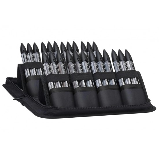 Набір двосторонніх маркерів, Promarker, Black and Greys, 24 шт, в пеналі, W&N