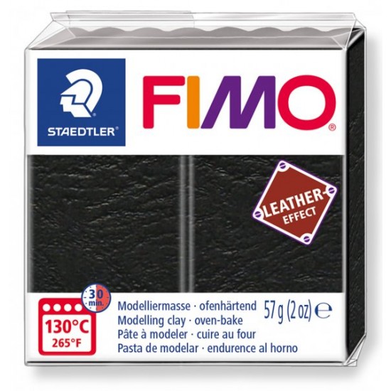 Пластика Leather-effect, Чорний, 57 гр, Fimo