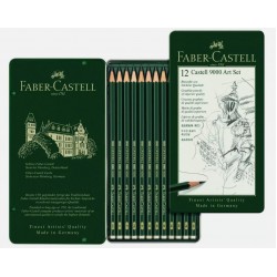 119065 Набір графітних олівців CASTELL 9000, 12шт 2Н-8В, мет. короб, Faber-Castell