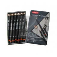 Набір графіт. олівців "Graphic Designer Medium", мет.пенал 12шт.(середні) 6B - 4H, Derwent