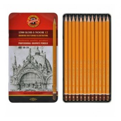 Олівці графітні 1500 Art, 8В-2Н, 12 шт., KOH-I-NOOR Олівці графітні 1500 Art, 8В-2Н, 12 шт., KOH-I-NOOR