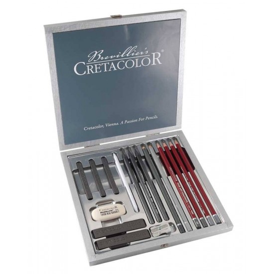 Набір для графіки «Silver Box», 15шт., мет. коробка, Cretacolor Набір для графіки «Silver Box», 15шт., мет. коробка, Cretacolor