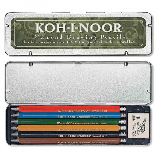 Набір цангових олівців Diamond Pencils, мет.пенал, 6 шт.