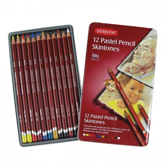 Набір пастельних олівців Paste "Тілесні відтінки"l, 12 кол., в метал. коробці, Derwent