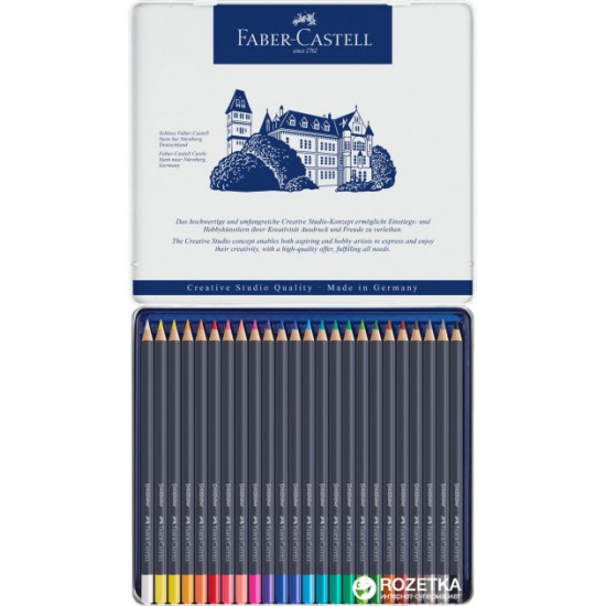 114724 Набір кольорових олівців GOLDFABER, 24шт, мет. коробка, Faber-Castell