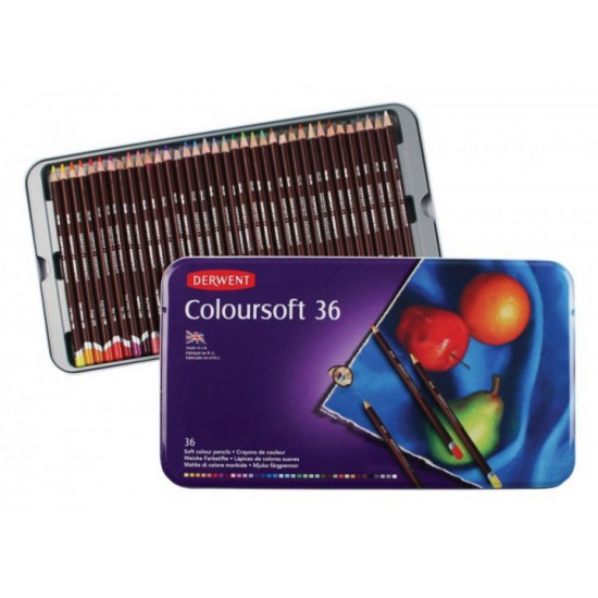 Набір кольорових олівців"Coloursoft" в метал.короб. 36шт, Derwent