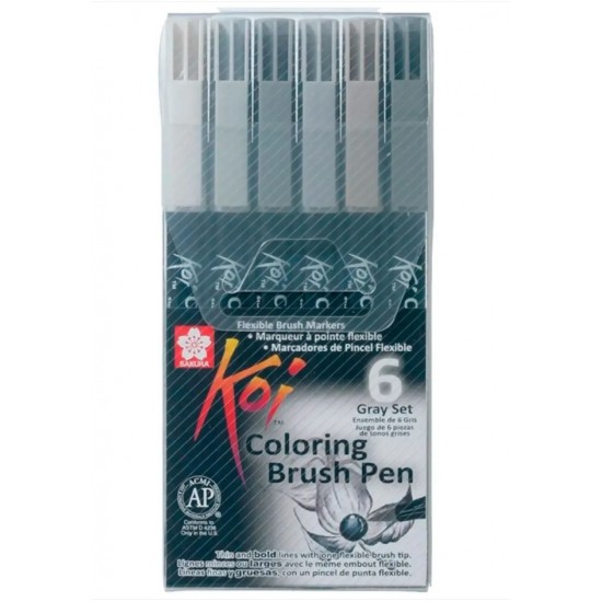 Набір маркерів Koi Coloring Brush Pen, 6кол., Sakura