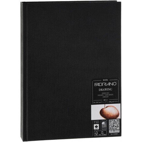 Fabriano Альбом для ескізів Drawing Book А4 (21х29,7 см) 160 г/м.кв. 60 арк, в палітурці по довгій 19100007 Альбом для ескізів Drawing Book А4 (21х29,7 см) 160 г/м.кв. 60 аркушів в палітурці по довгі