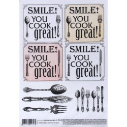 Мапа для декупажу Geronimo "Smile! You cook great!", А4, 25г/м2, ТАИР