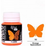 Фарба акрилова, Оранжева, флуоресцентна, 20мл, ROSA TALENT