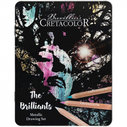 Набір кольорових олівців, MEGACOLOR THE BRILLIANTS, 12шт., мет. коробка, металіки, Cretacolor Набір кольорових олівців, MEGACOLOR THE BRILLIANTS, 12шт., мет. коробка, металіки, Cretacolor