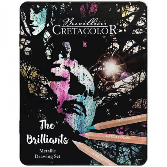 Набір кольорових олівців, MEGACOLOR THE BRILLIANTS, 12шт., мет. коробка, металіки, Cretacolor