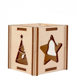 Підсвічник на ялинку „Святкові вогники“ 3, фанера, 6х6х6 см, ROSA TALENT Підсвічник на ялинку „Святкові вогники“ 3, фанера, 6х6х6 см, ROSA TALENT