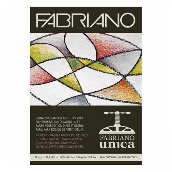 Fabriano блок для змішаних технік UNICA, 250г/м2, 21*29.7см, 20 арк. 50% бавовни Fabriano блок для змішаних технік UNICA, 250г/м2, 21*29.7см, 20 арк. 50% бавовни