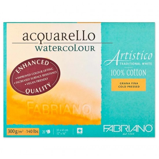 Fabriano Блок для акварелі Artistico Traditional White 300г/м2, 31*41см , Cold pressed, 20л