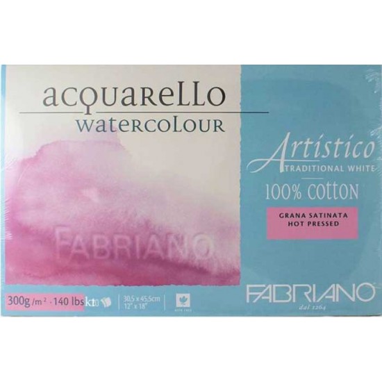 Fabriano Блок для акварелі Artistico 18*26 см, 300 г/м.кв, 20 л., сатинове зерно, 100% бавовна